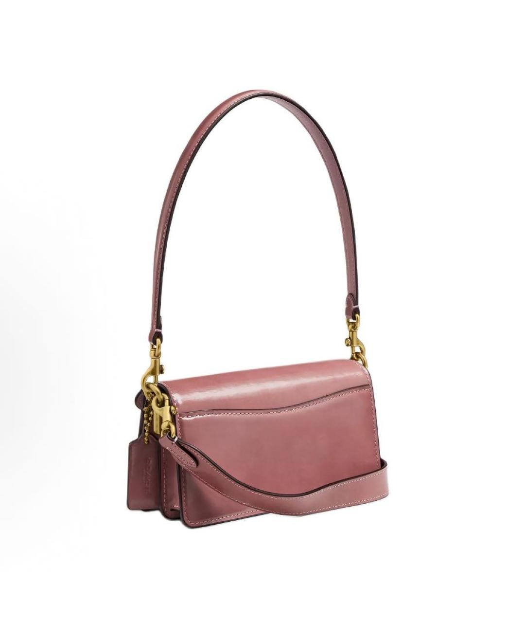 COACH Коралловая кожаная сумка с короткими ручками, фото 3