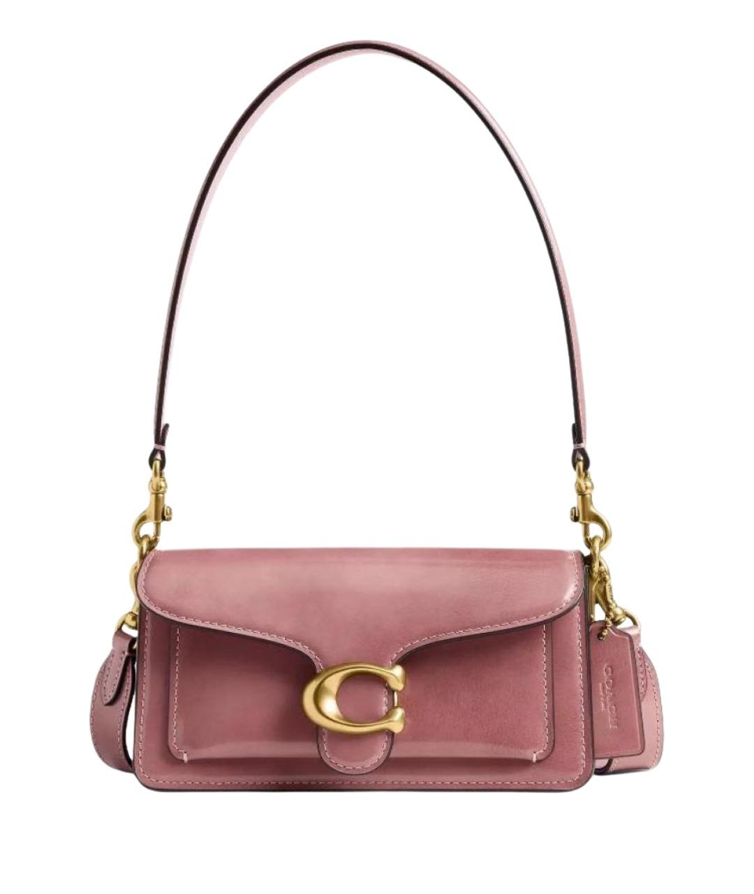 COACH Коралловая кожаная сумка с короткими ручками, фото 1