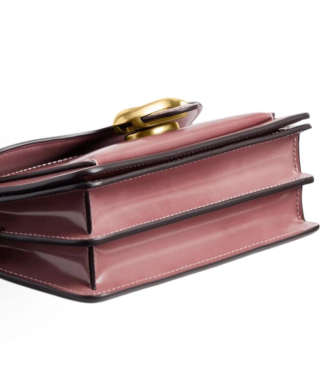 COACH Коралловая кожаная сумка с короткими ручками, фото 5