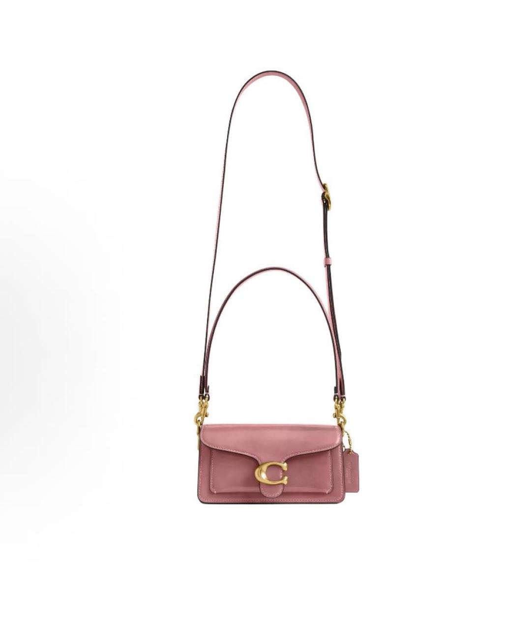 COACH Коралловая кожаная сумка с короткими ручками, фото 2