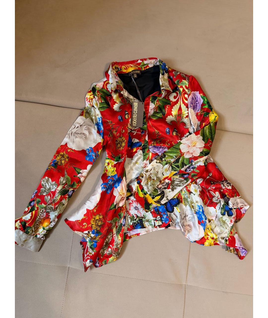 ROBERTO CAVALLI Красная шелковая рубашка/блузка, фото 9