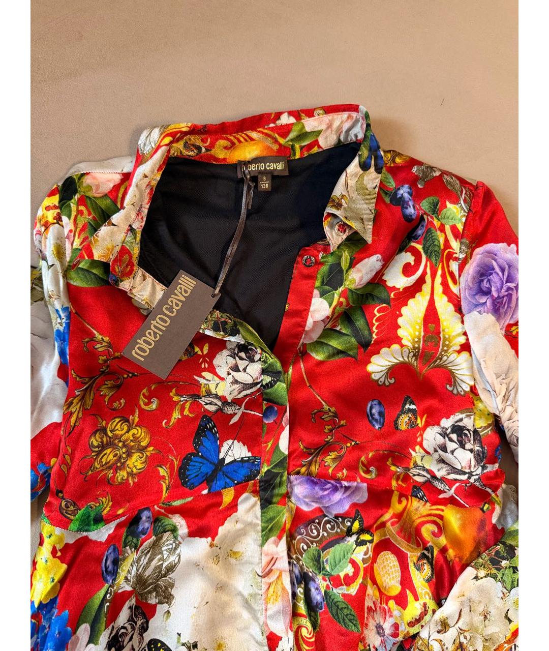 ROBERTO CAVALLI Красная шелковая рубашка/блузка, фото 3