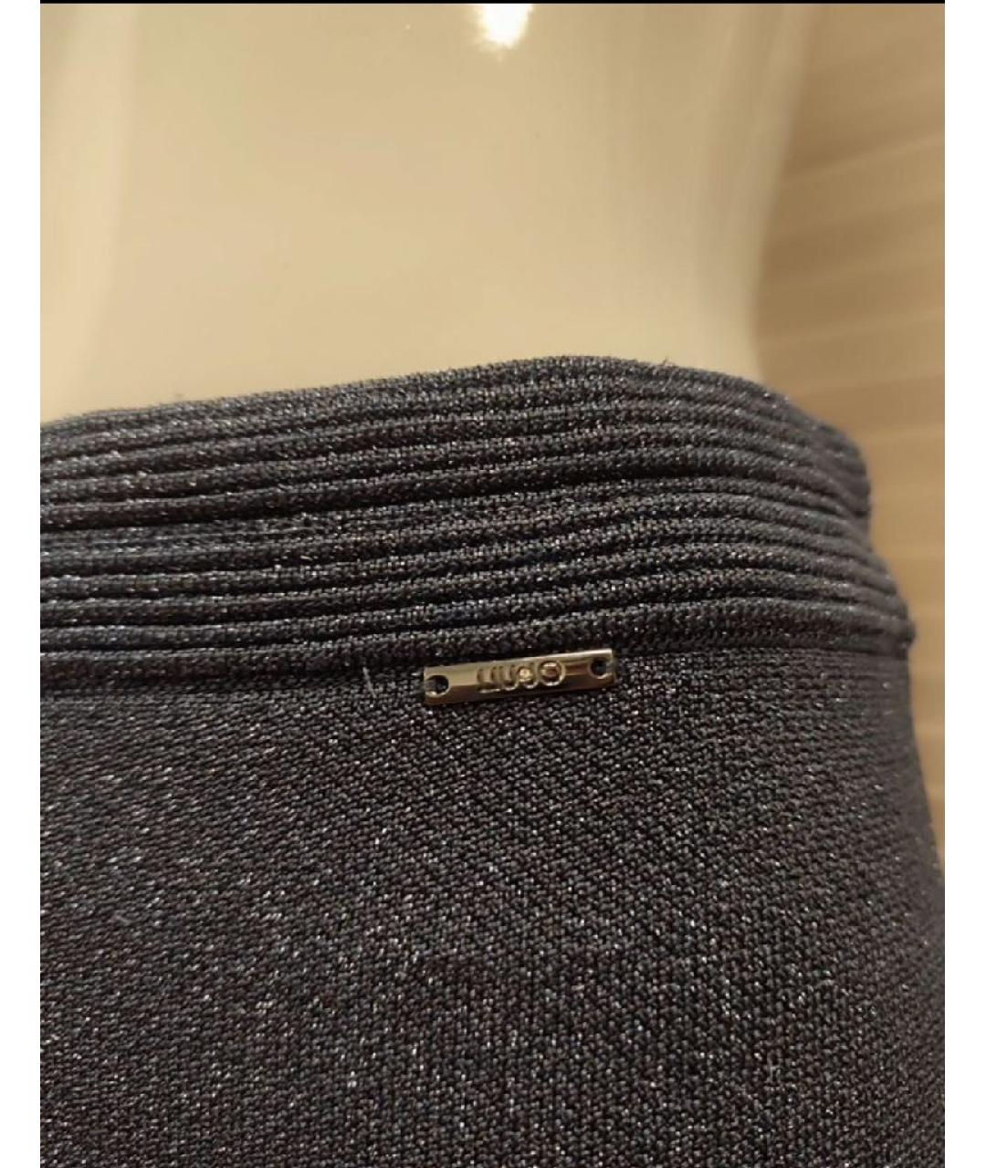 LIU JO Темно-синяя вискозная юбка миди, фото 5