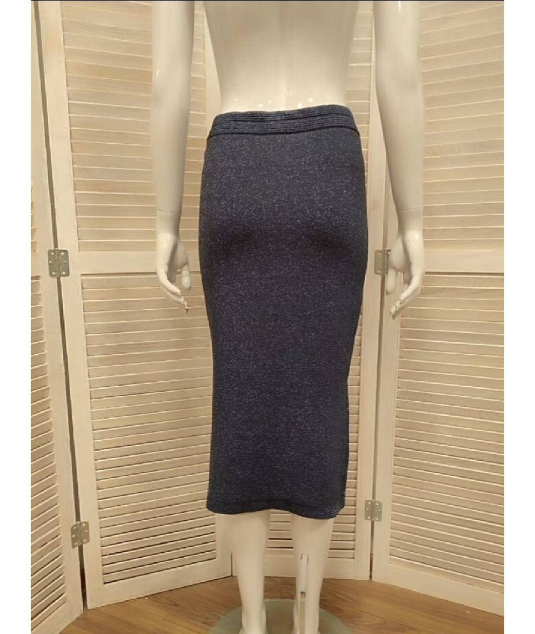 LIU JO Темно-синяя вискозная юбка миди, фото 2