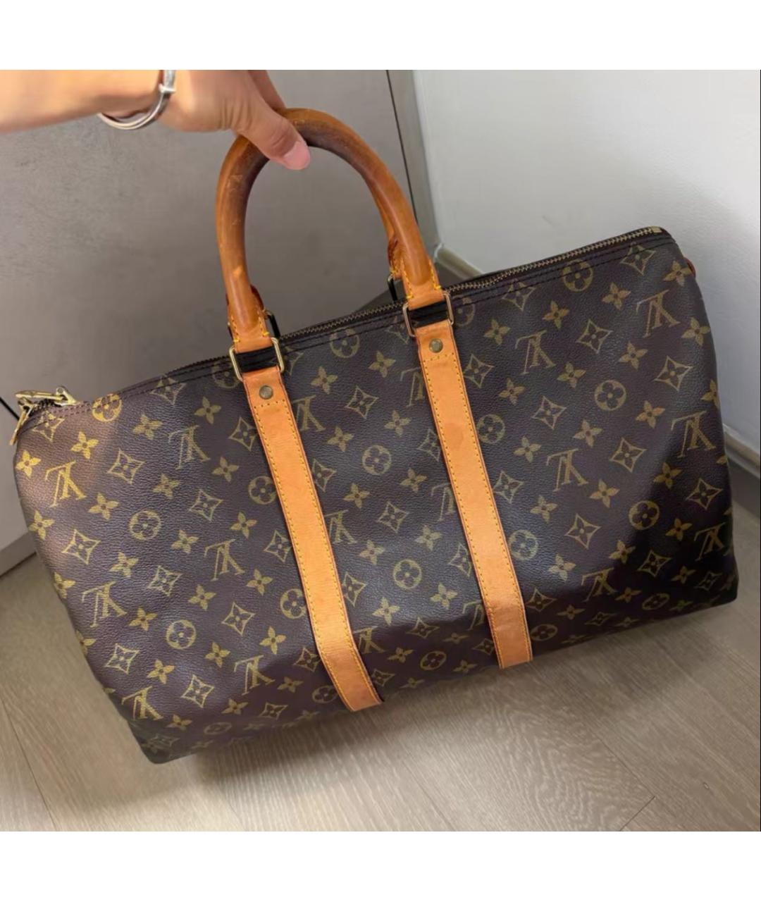 LOUIS VUITTON Коричневая кожаная дорожная/спортивная сумка, фото 2