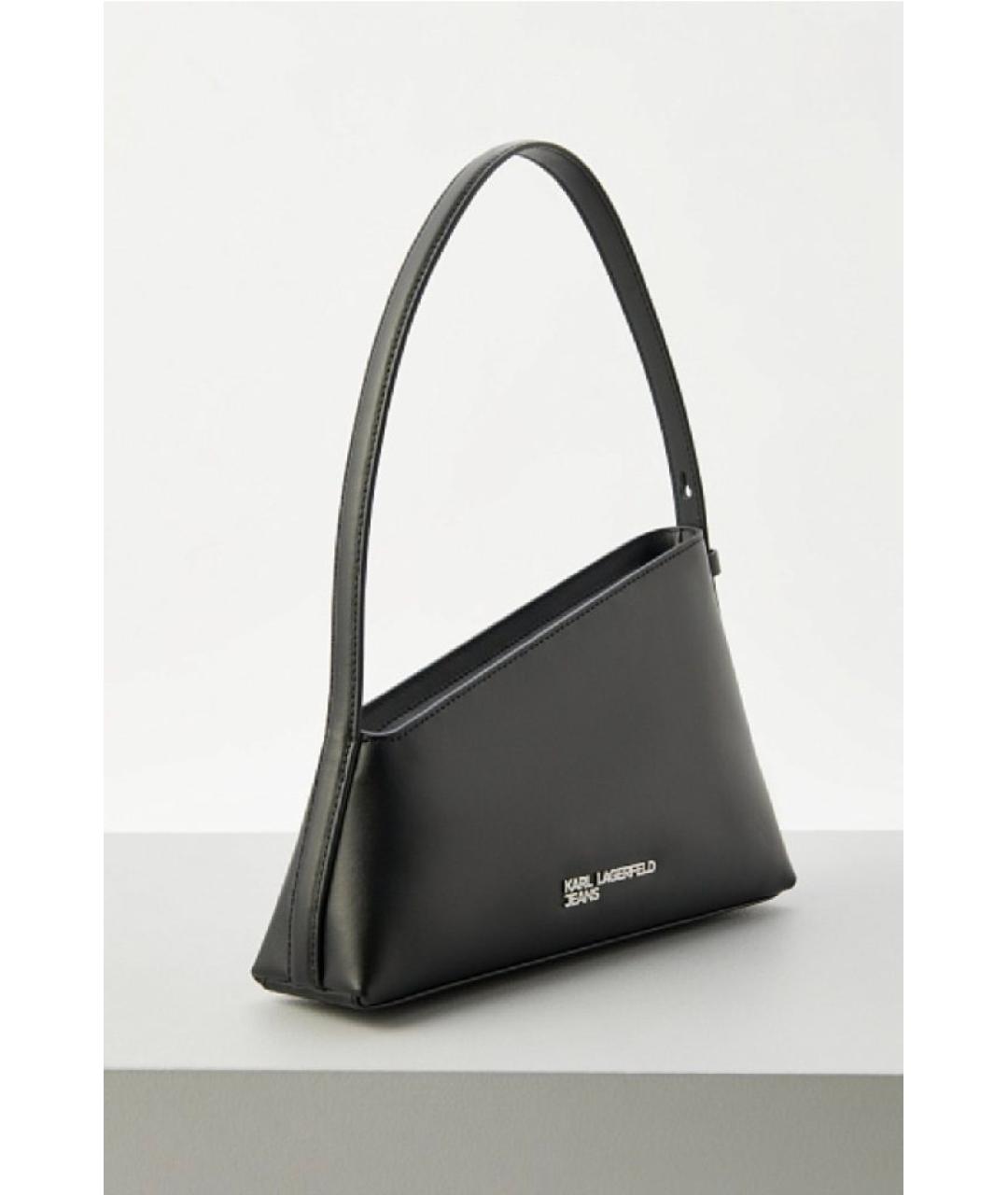 KARL LAGERFELD Черная кожаная сумка через плечо, фото 2