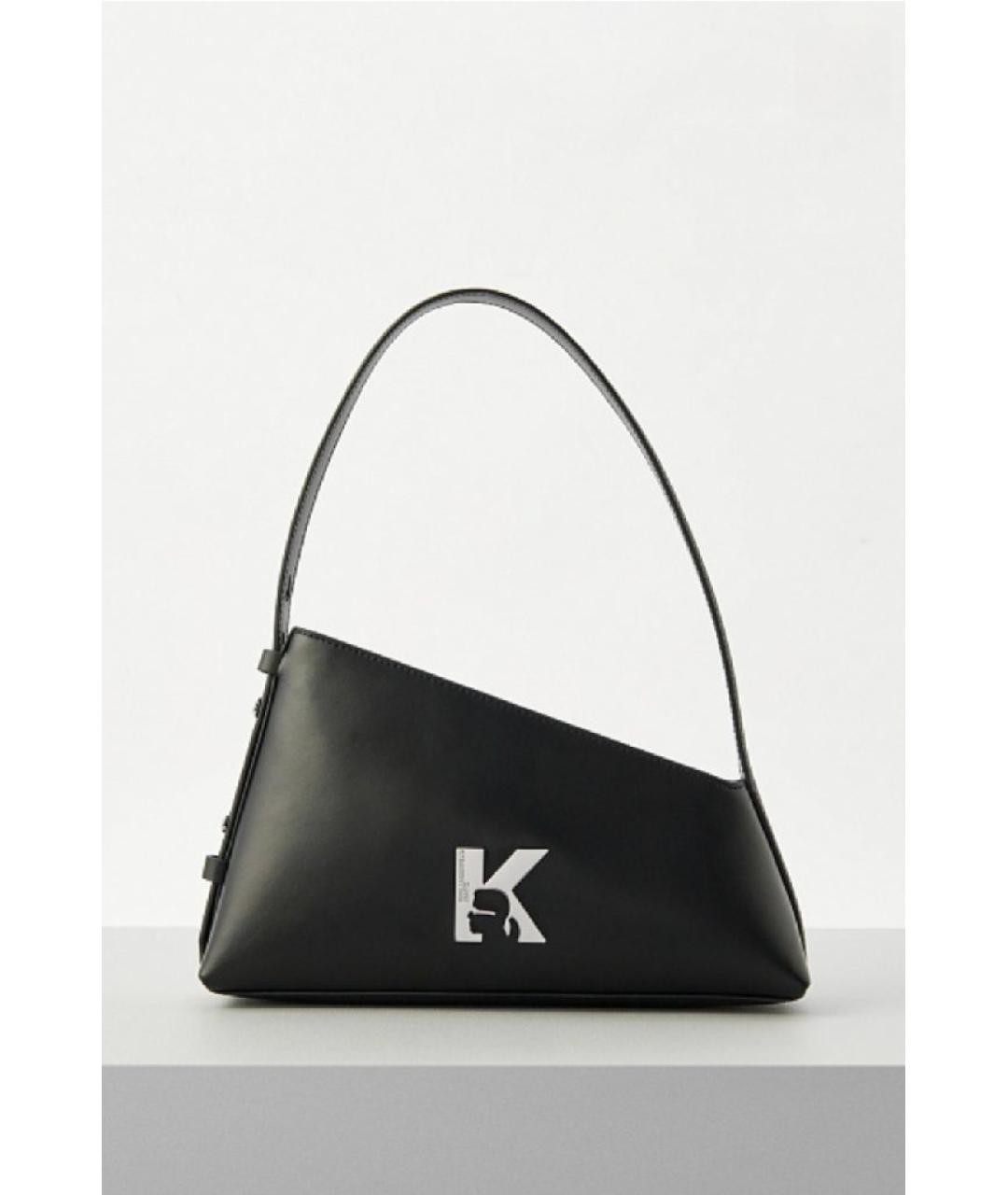 KARL LAGERFELD Черная кожаная сумка через плечо, фото 4