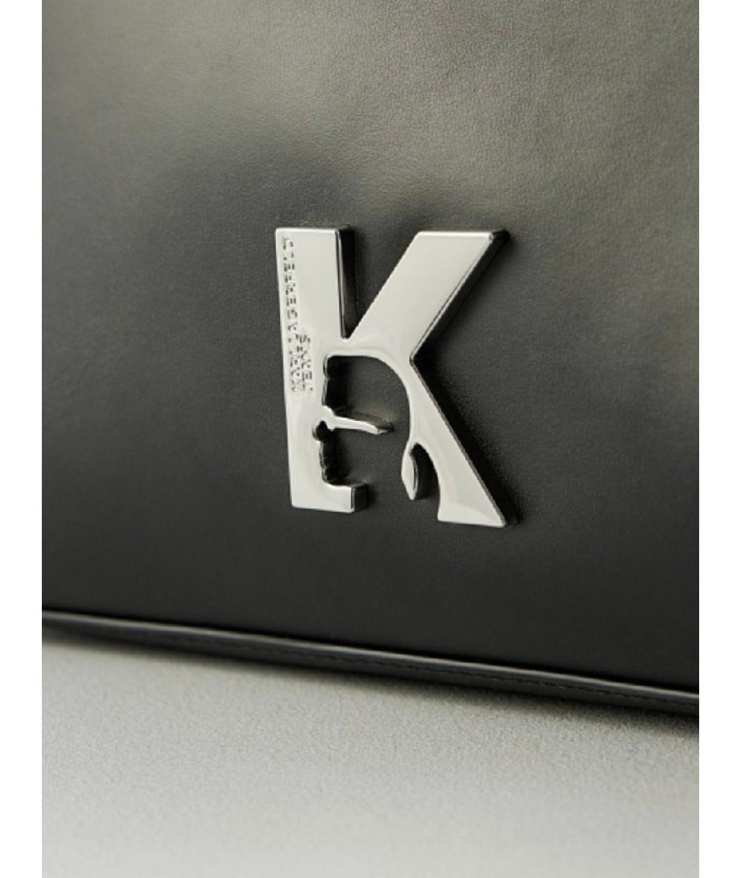 KARL LAGERFELD Черная кожаная сумка через плечо, фото 3