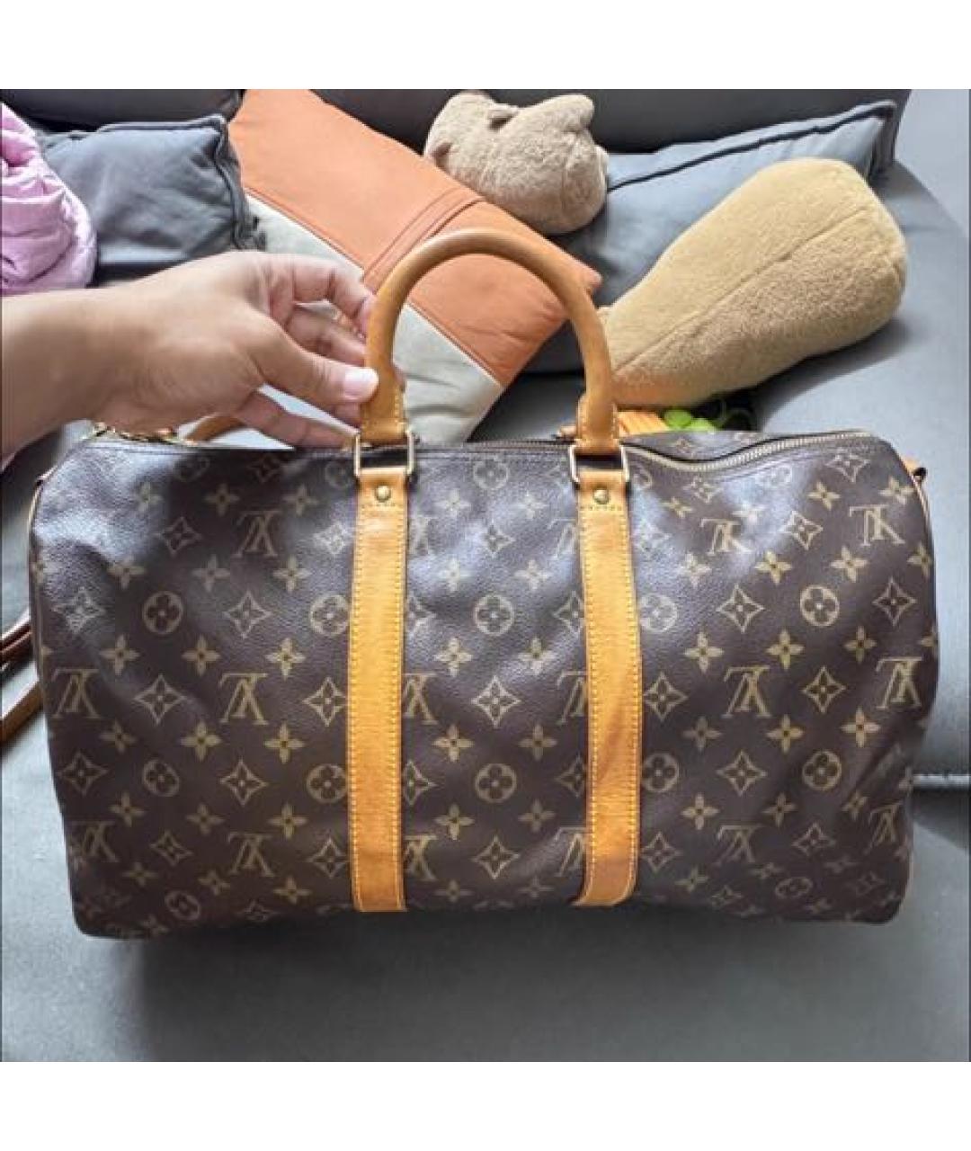 LOUIS VUITTON Коричневая кожаная дорожная/спортивная сумка, фото 4