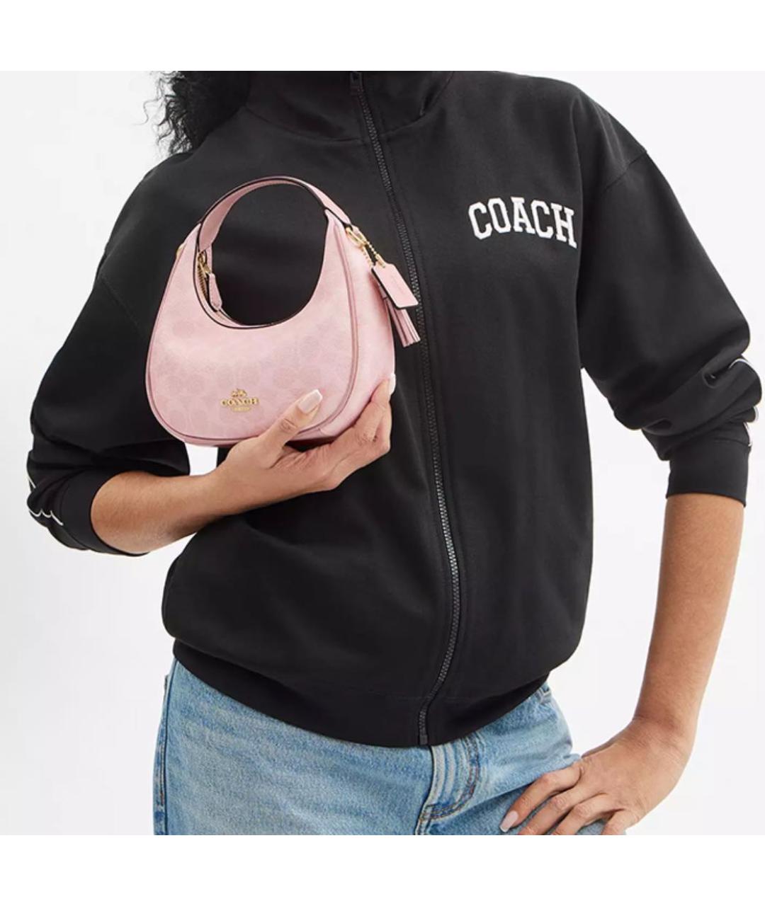 COACH Розовая кожаная сумка с короткими ручками, фото 3