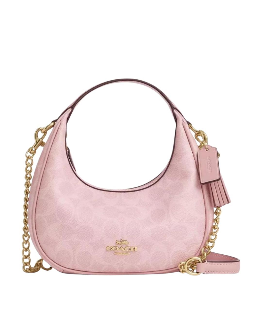 COACH Розовая кожаная сумка с короткими ручками, фото 1