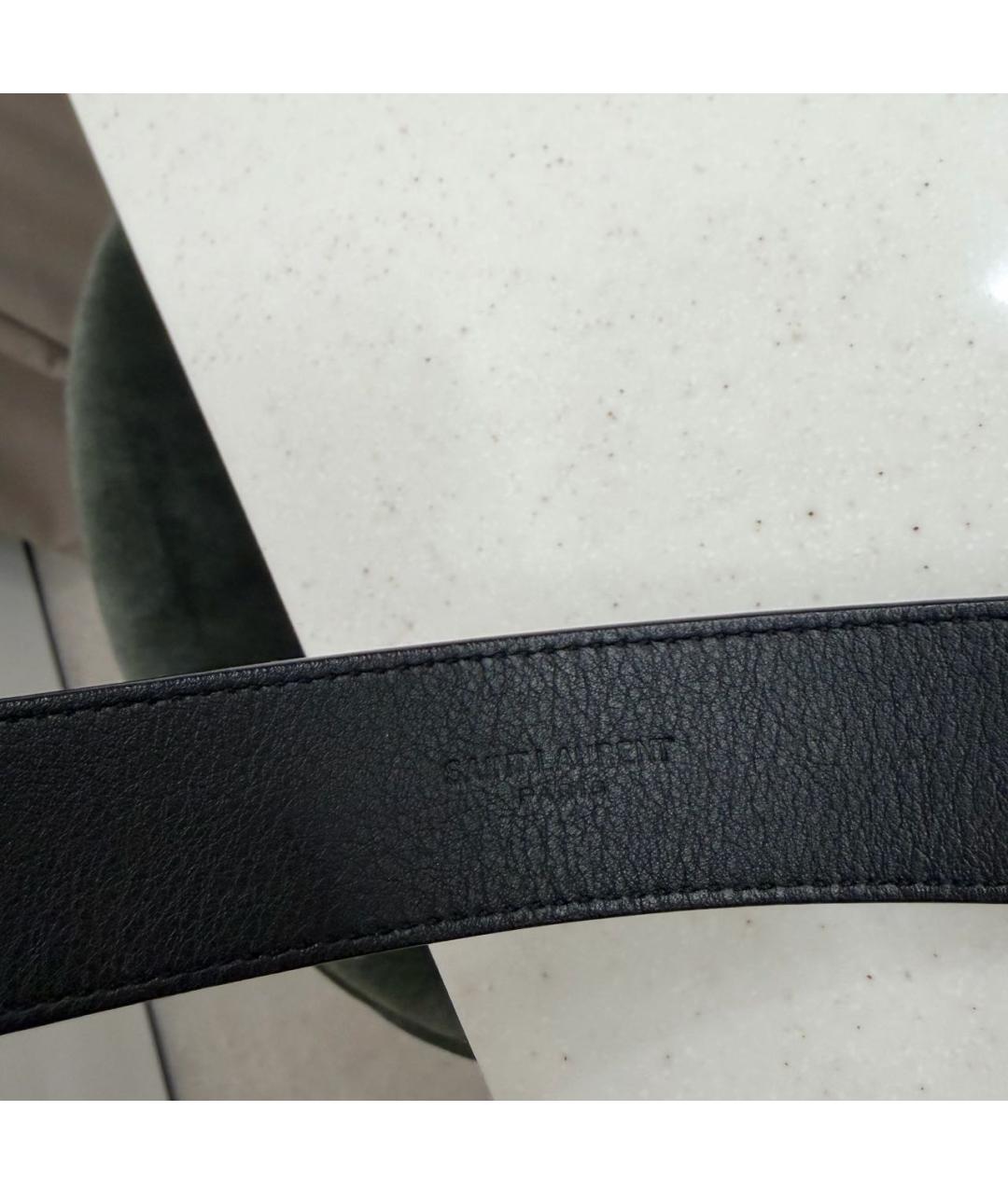 SAINT LAURENT Черный ремень из лакированной кожи, фото 3