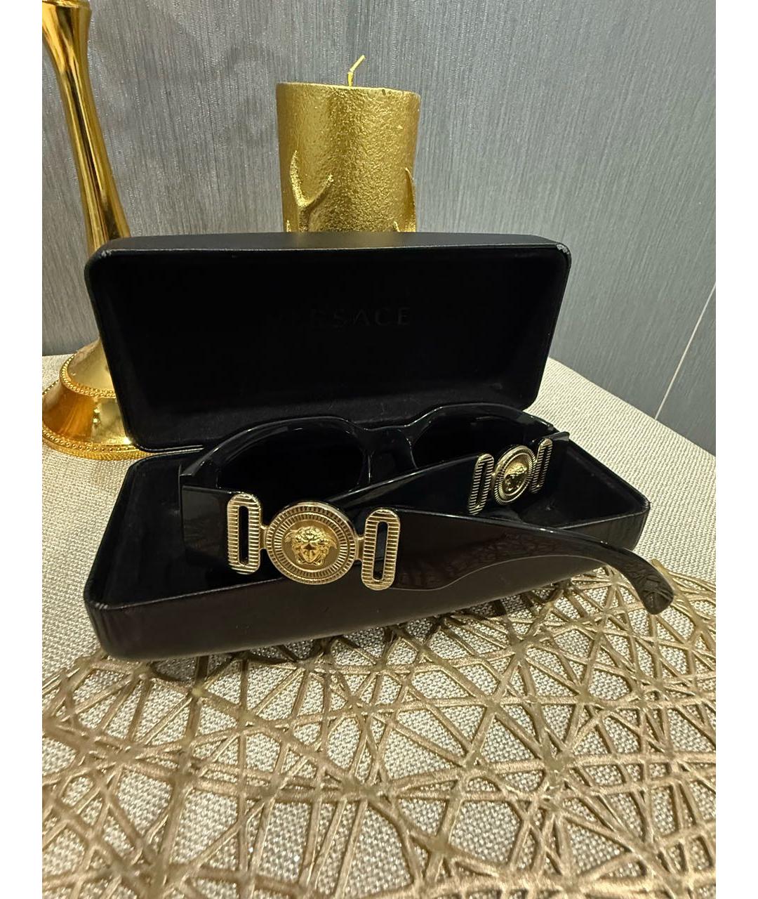 VERSACE Черные пластиковые солнцезащитные очки, фото 4