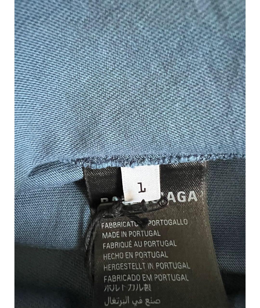 BALENCIAGA Голубая хлопковая футболка, фото 6