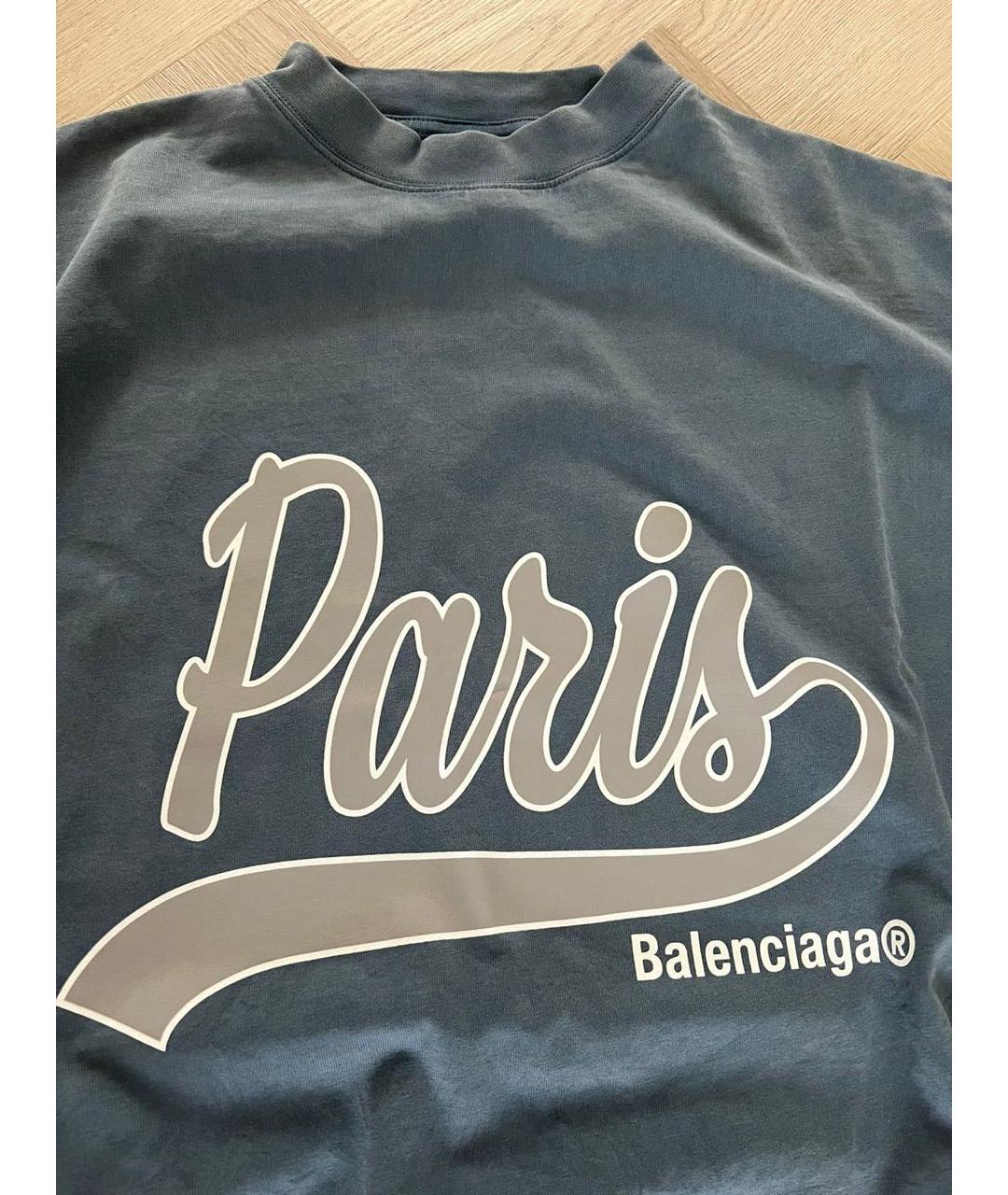 BALENCIAGA Голубая хлопковая футболка, фото 5