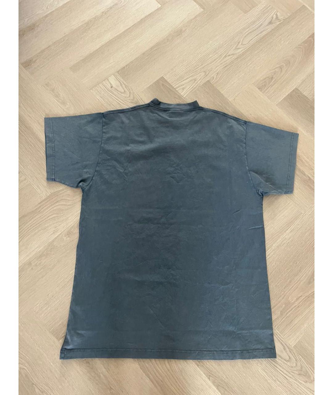 BALENCIAGA Голубая хлопковая футболка, фото 3