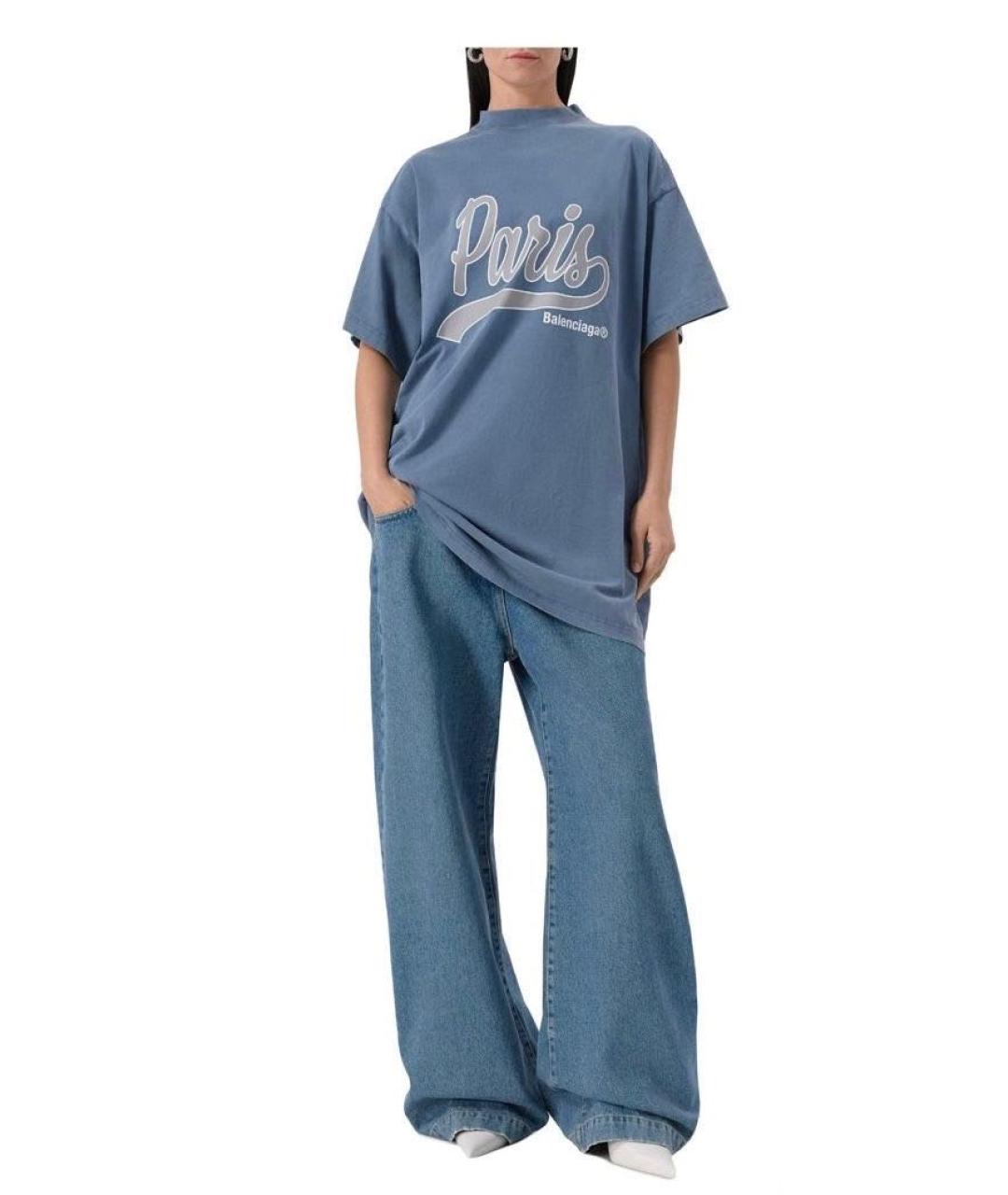 BALENCIAGA Голубая хлопковая футболка, фото 9