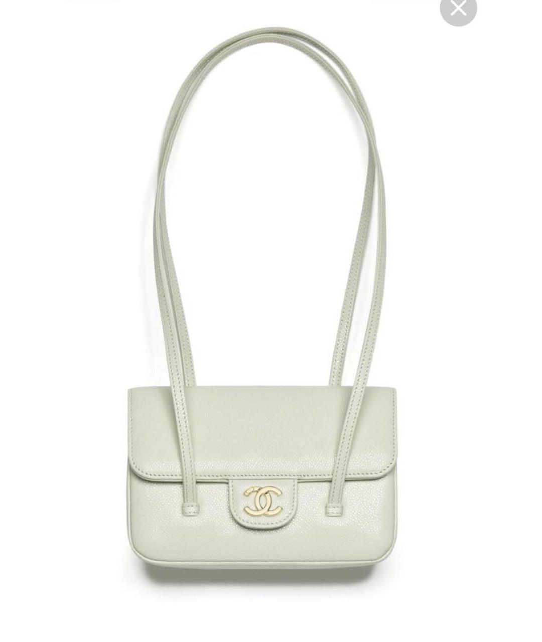 CHANEL Серая кожаная сумка с короткими ручками, фото 4