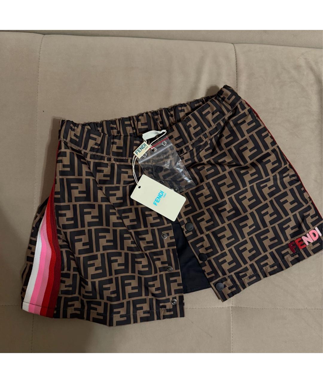 FENDI Коричневая хлопковая юбка, фото 8