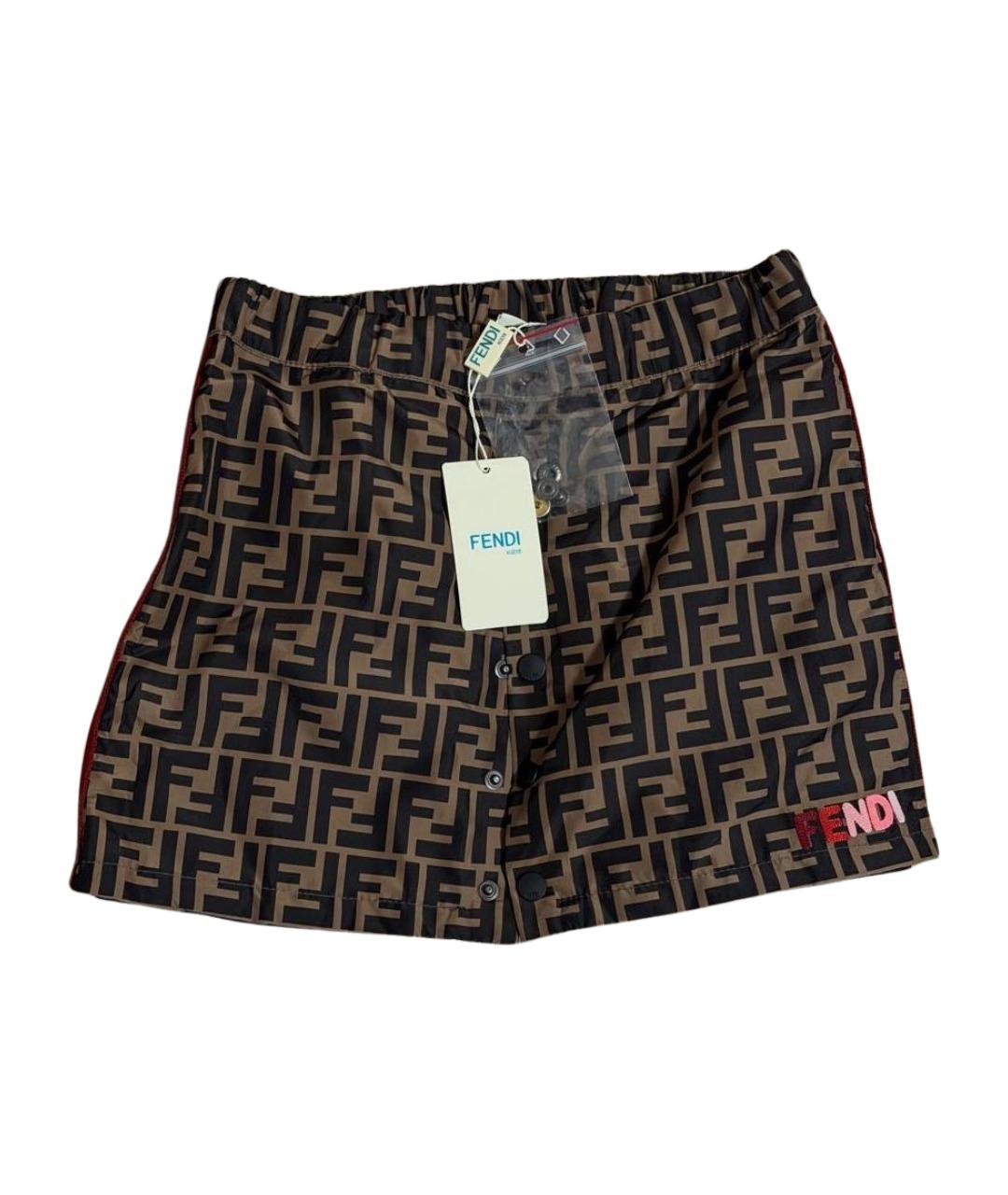 FENDI Коричневая хлопковая юбка, фото 1