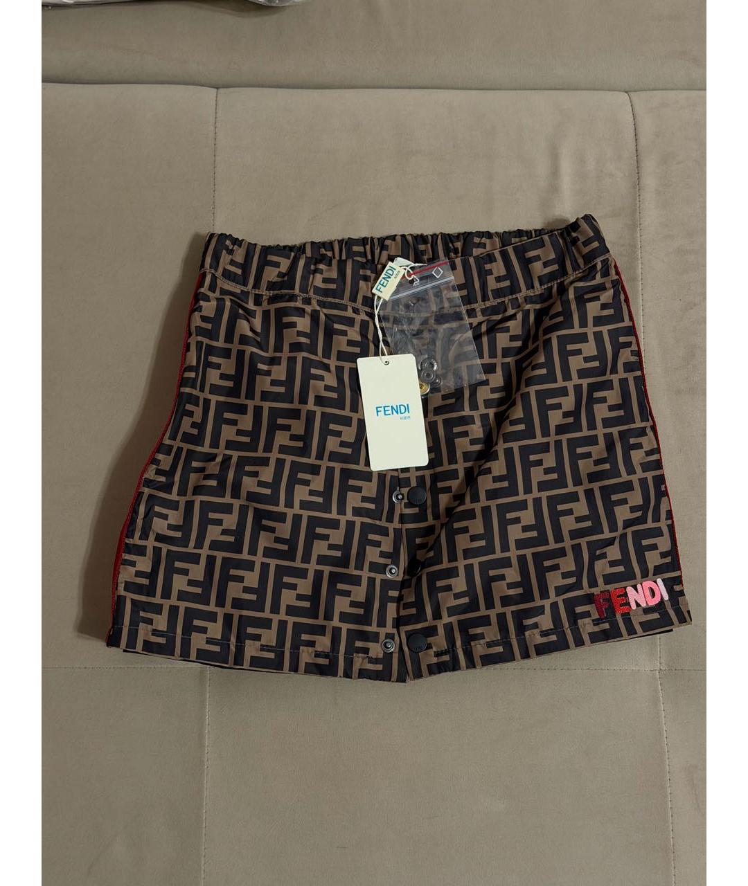 FENDI Коричневая хлопковая юбка, фото 9