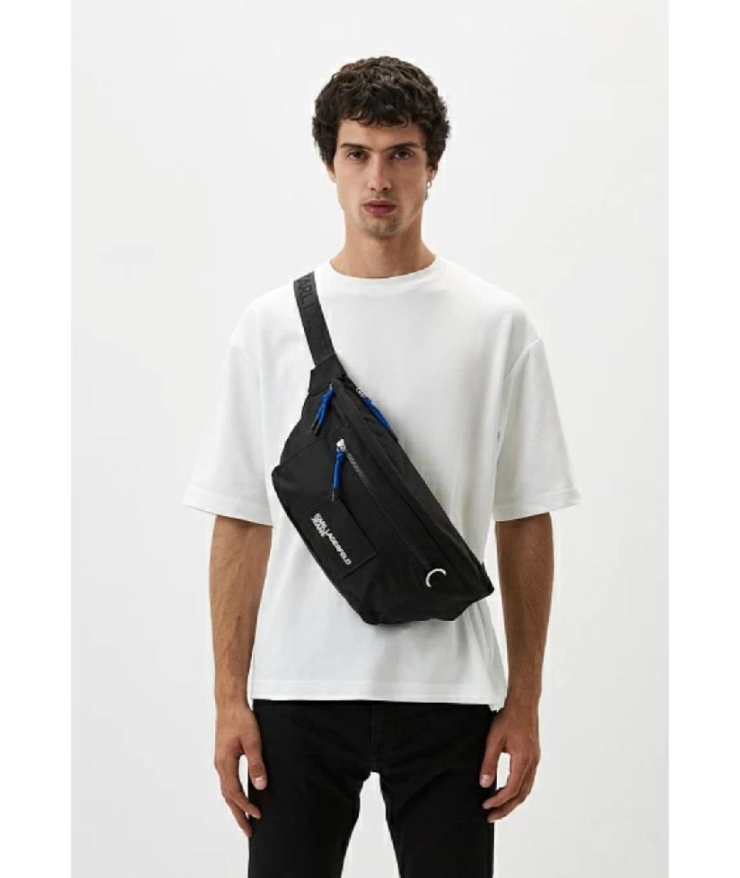 KARL LAGERFELD Черная синтетическая поясная сумка, фото 4