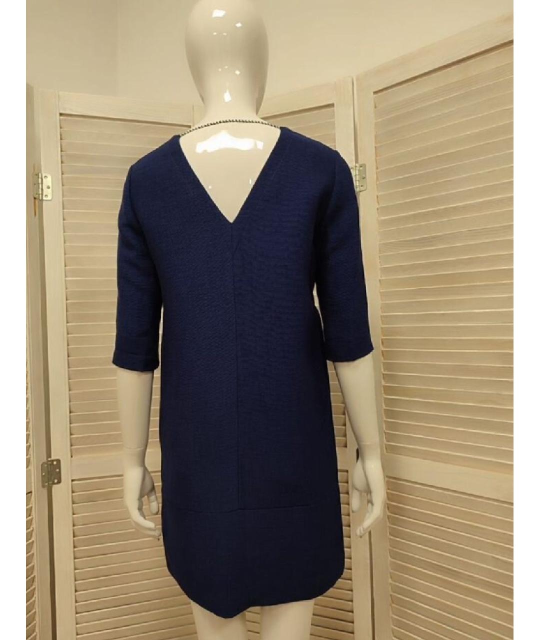 MAJE Темно-синее вискозное повседневное платье, фото 2