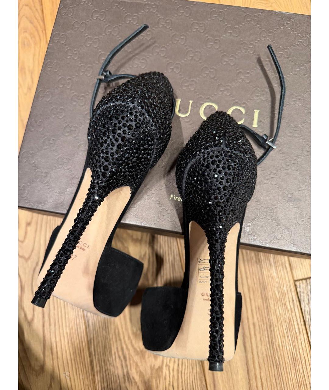 GUCCI Черные замшевые босоножки, фото 5