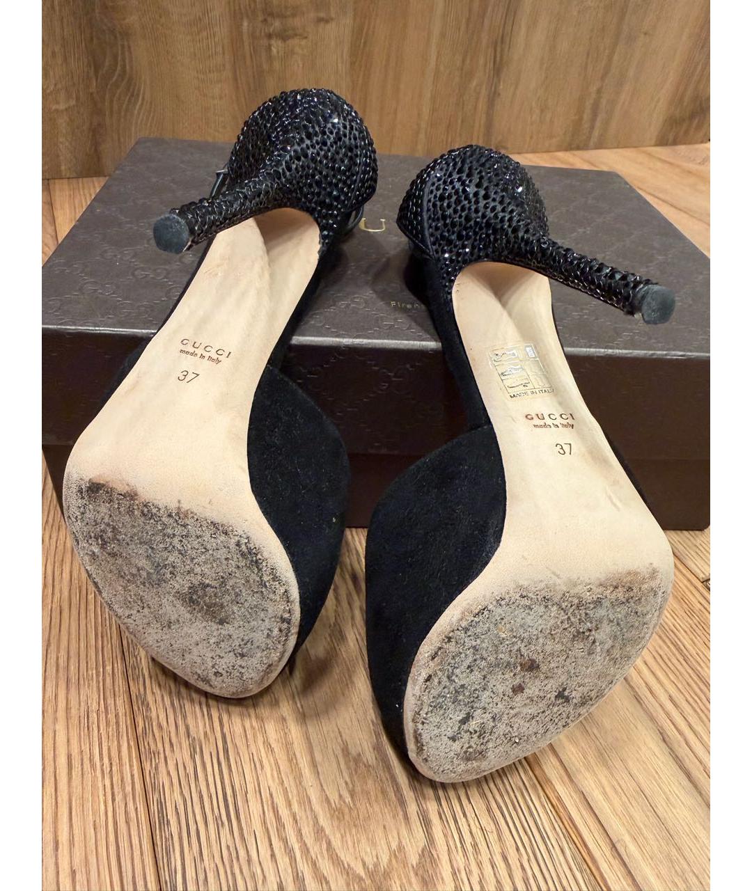 GUCCI Черные замшевые босоножки, фото 7