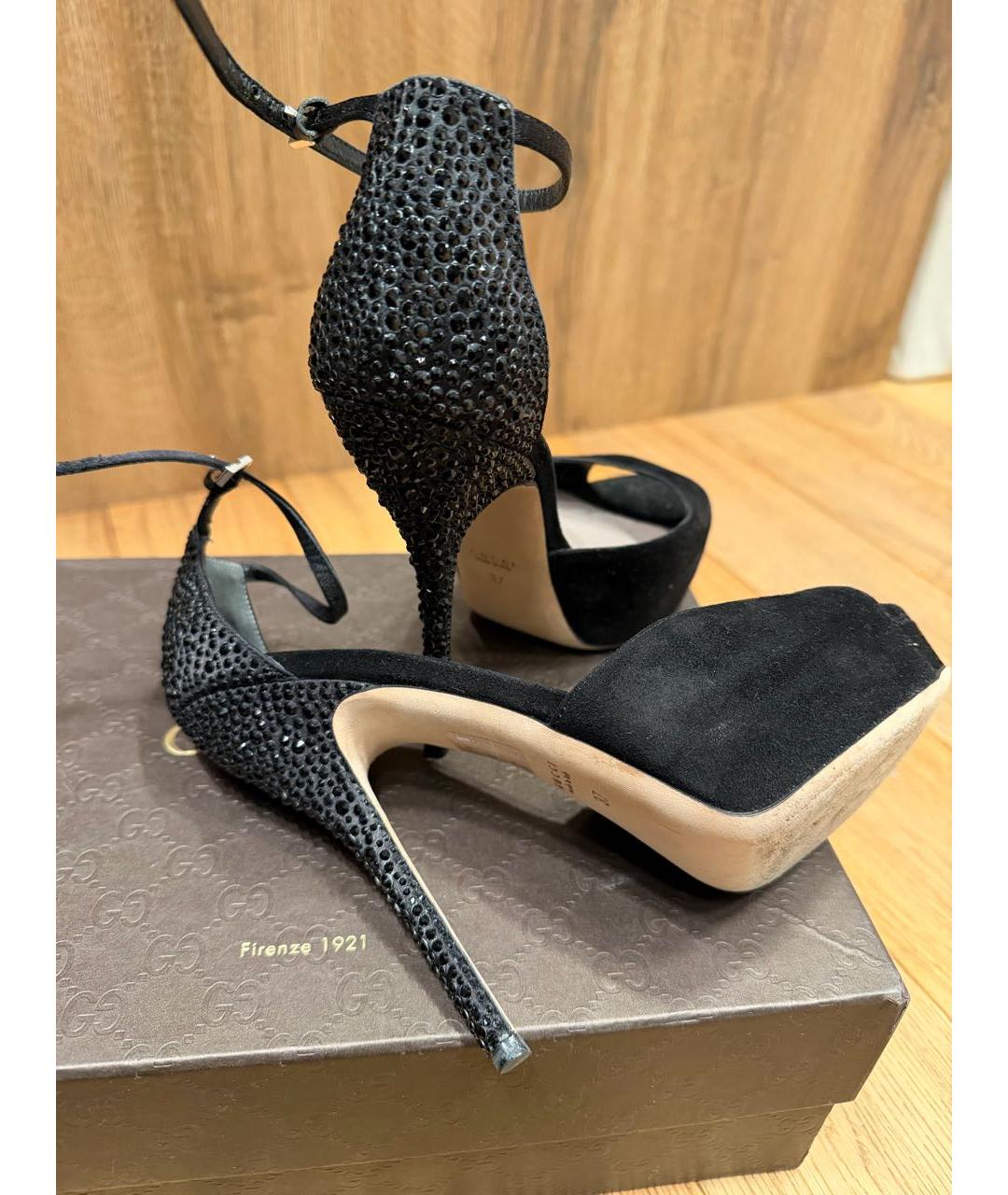 GUCCI Черные замшевые босоножки, фото 6