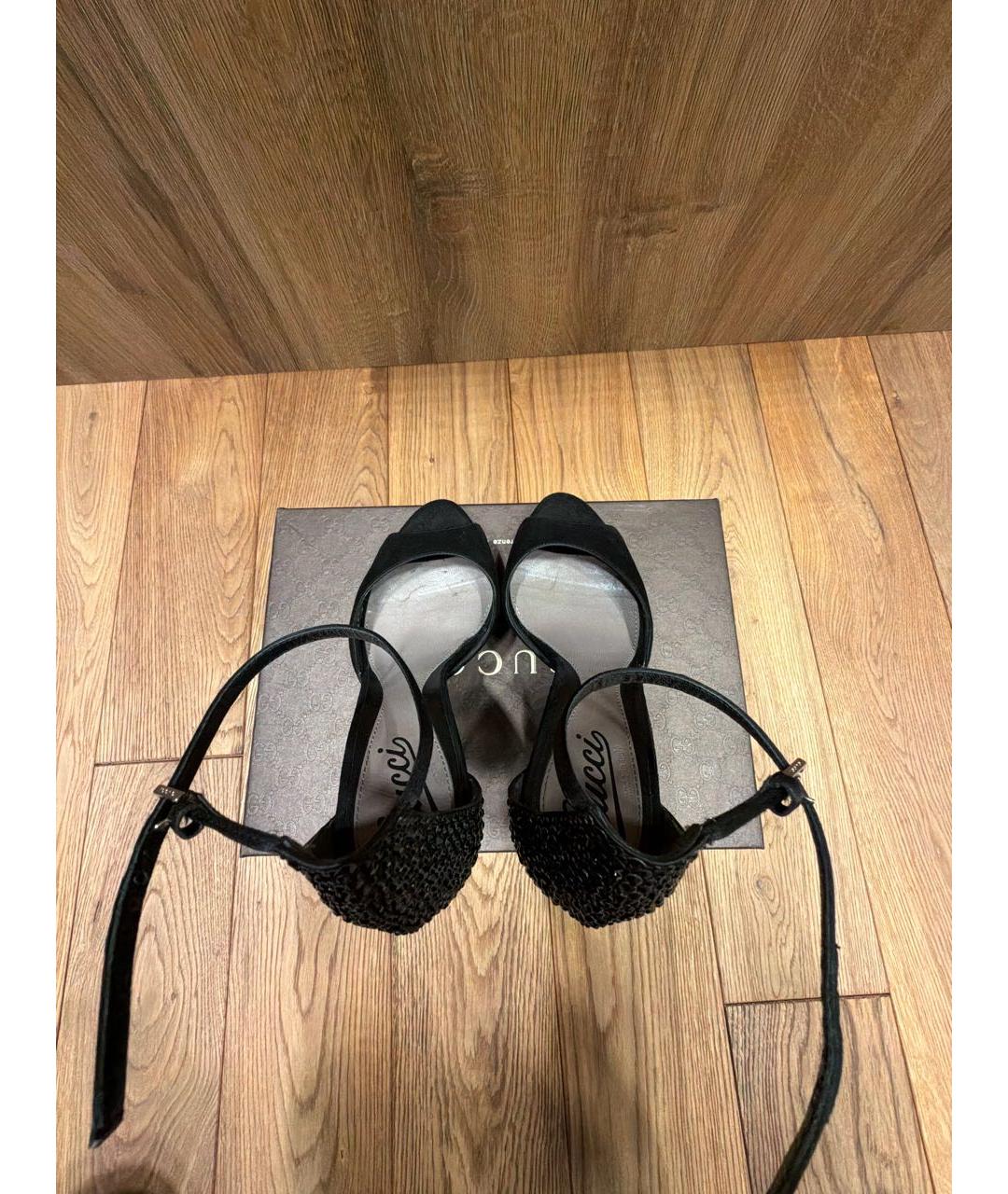 GUCCI Черные замшевые босоножки, фото 3