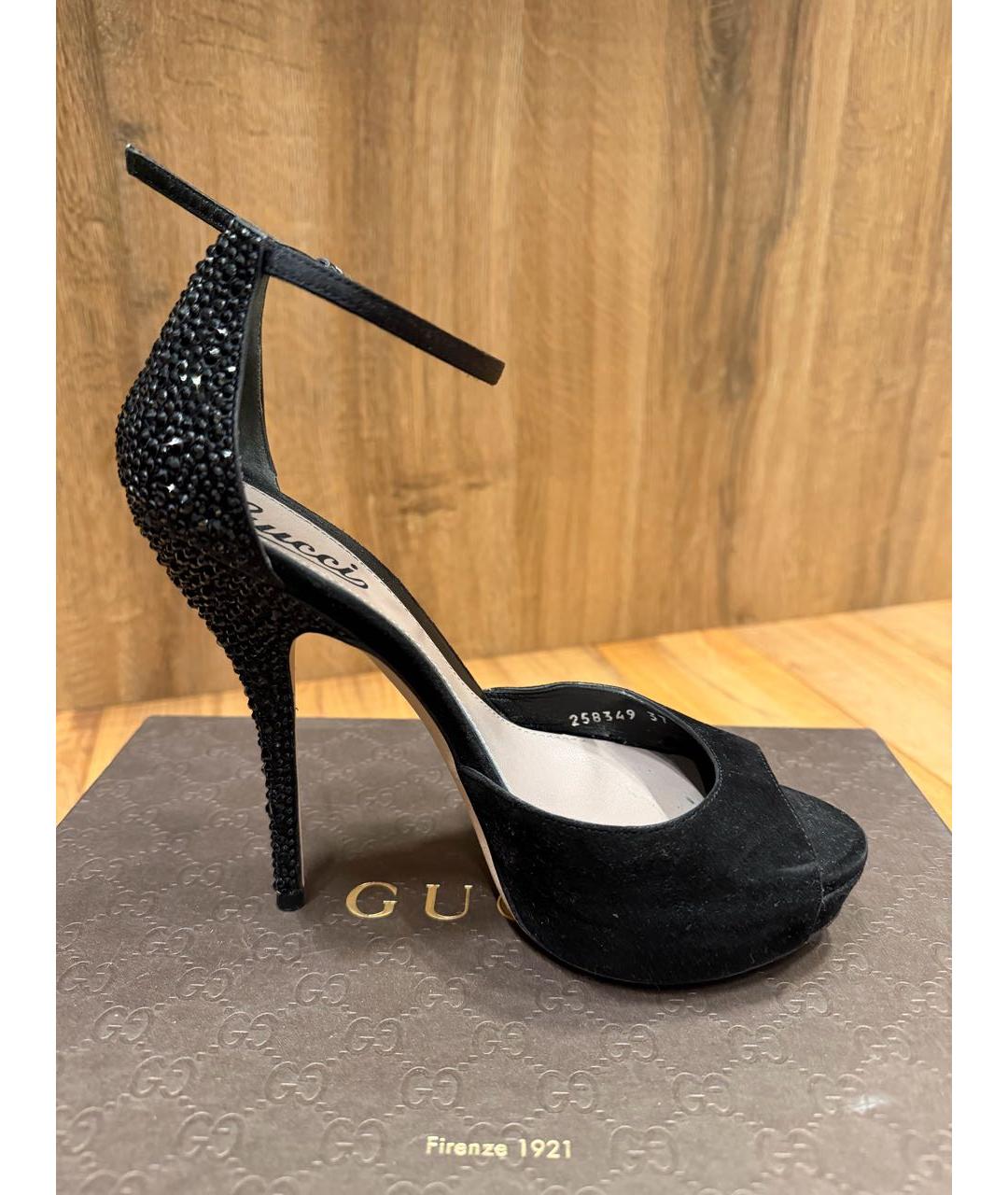 GUCCI Черные замшевые босоножки, фото 9