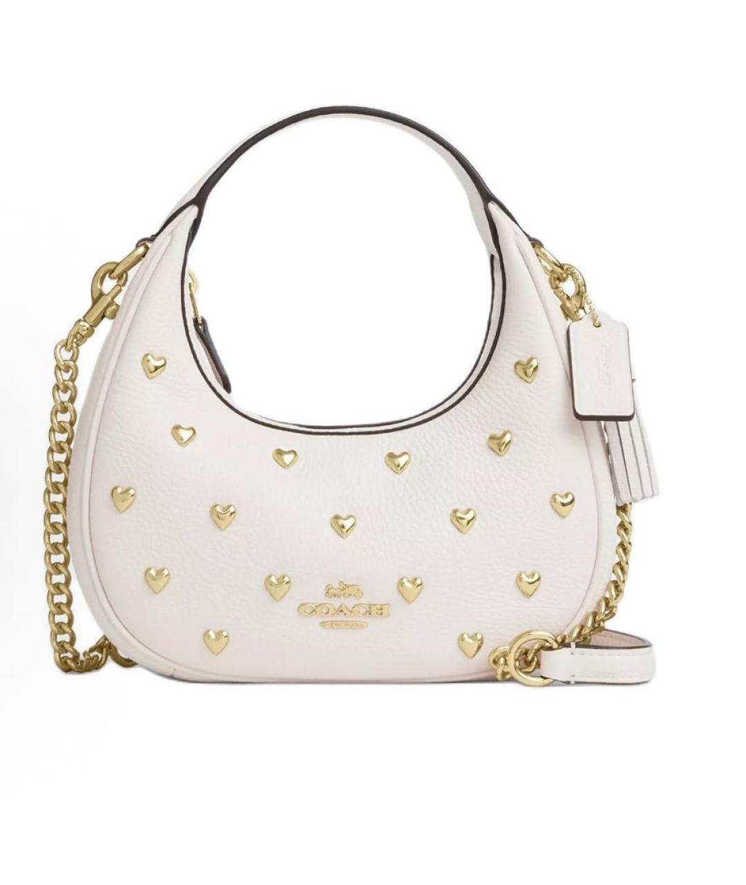 COACH Белая кожаная сумка с короткими ручками, фото 6
