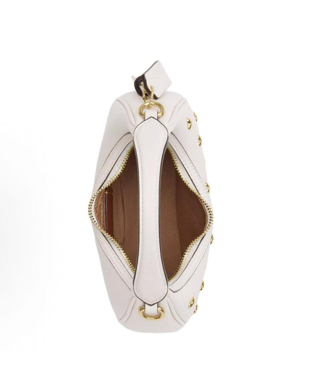 COACH Белая кожаная сумка с короткими ручками, фото 4