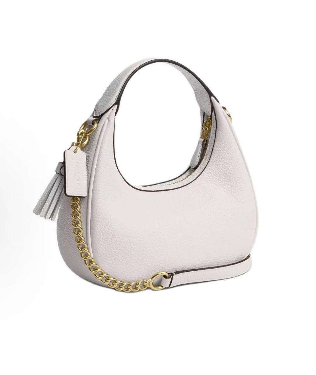 COACH Белая кожаная сумка с короткими ручками, фото 3