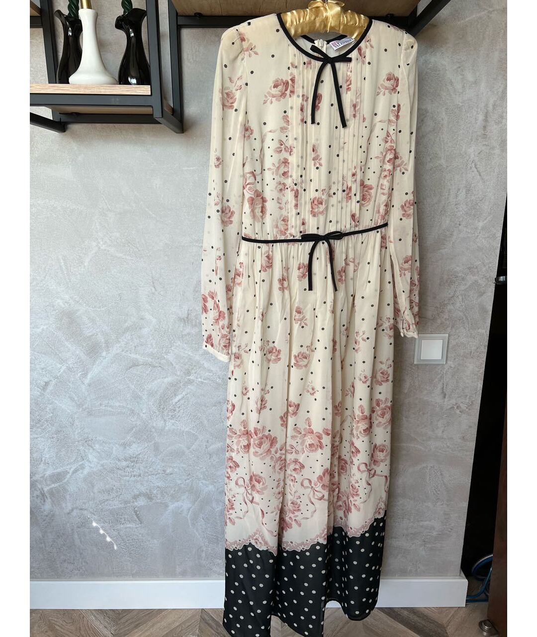 RED VALENTINO Бежевое шифоновое вечернее платье, фото 5