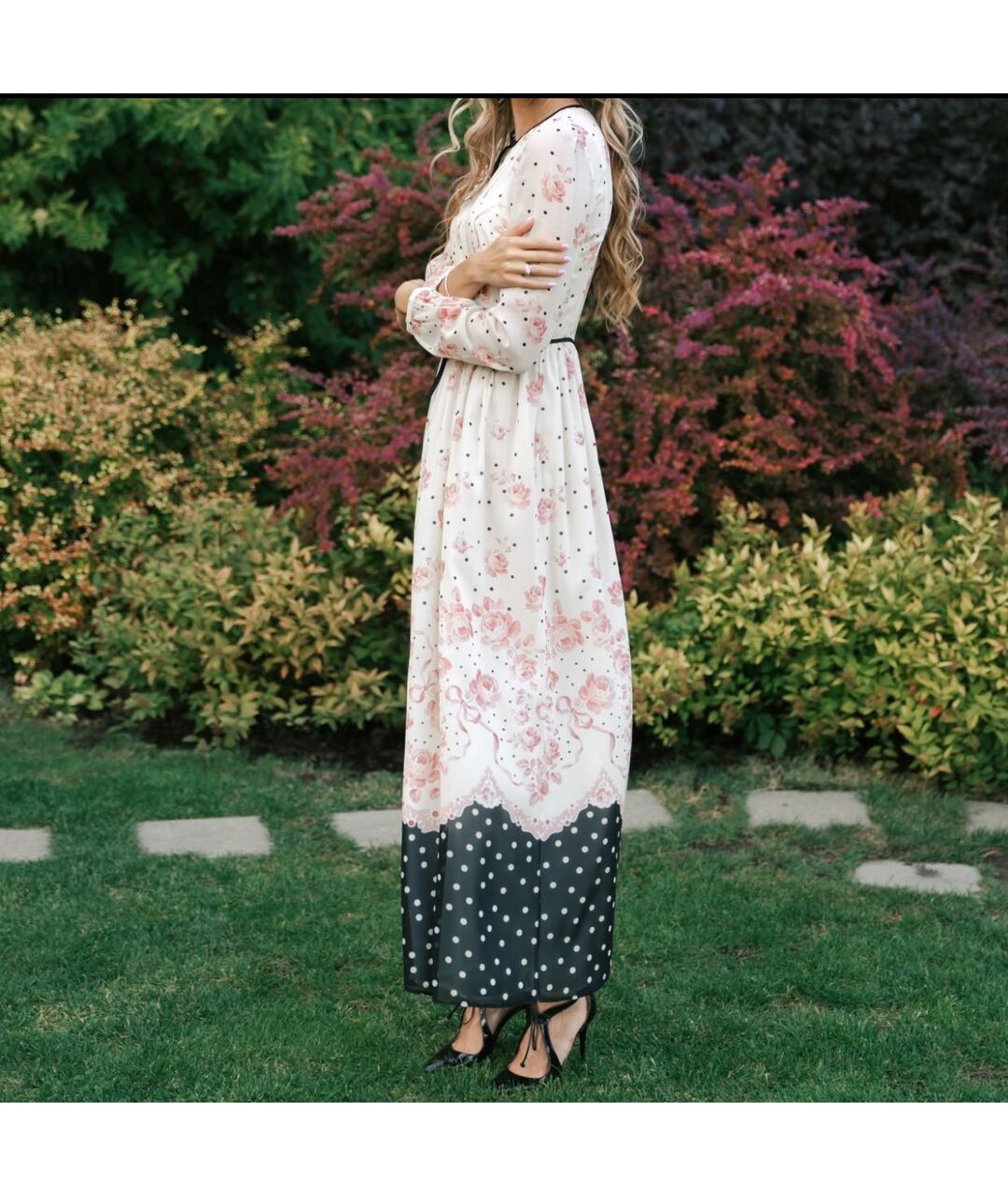 RED VALENTINO Бежевое шифоновое вечернее платье, фото 4