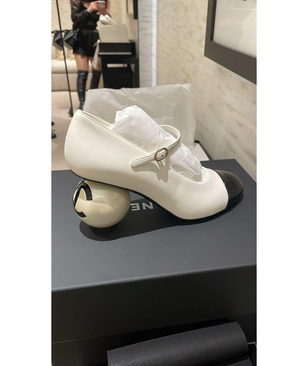 CHANEL Белые кожаные туфли, фото 2