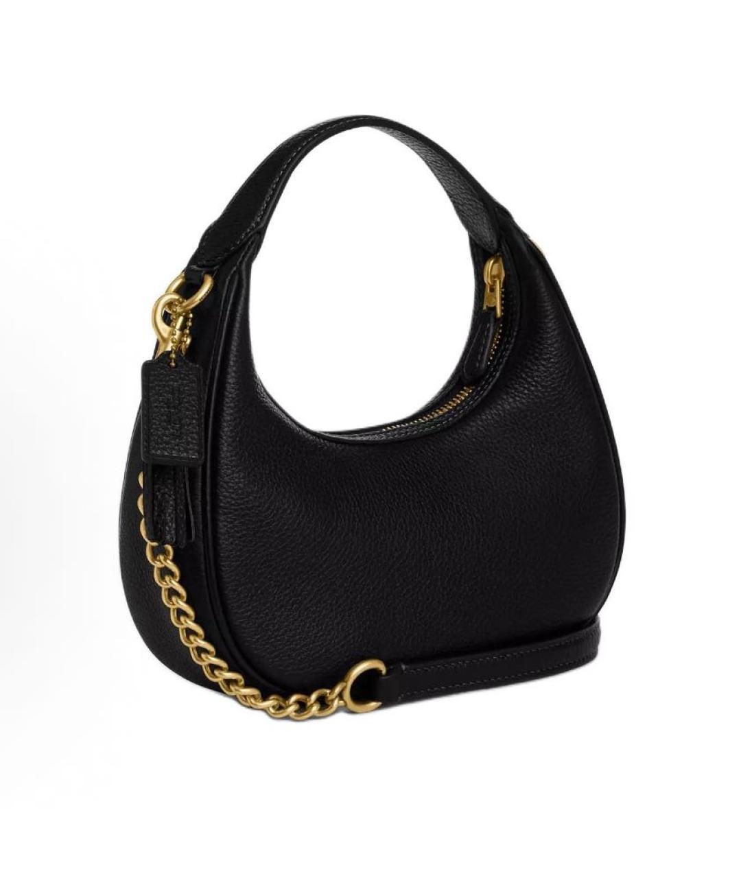 COACH Черная кожаная сумка с короткими ручками, фото 2