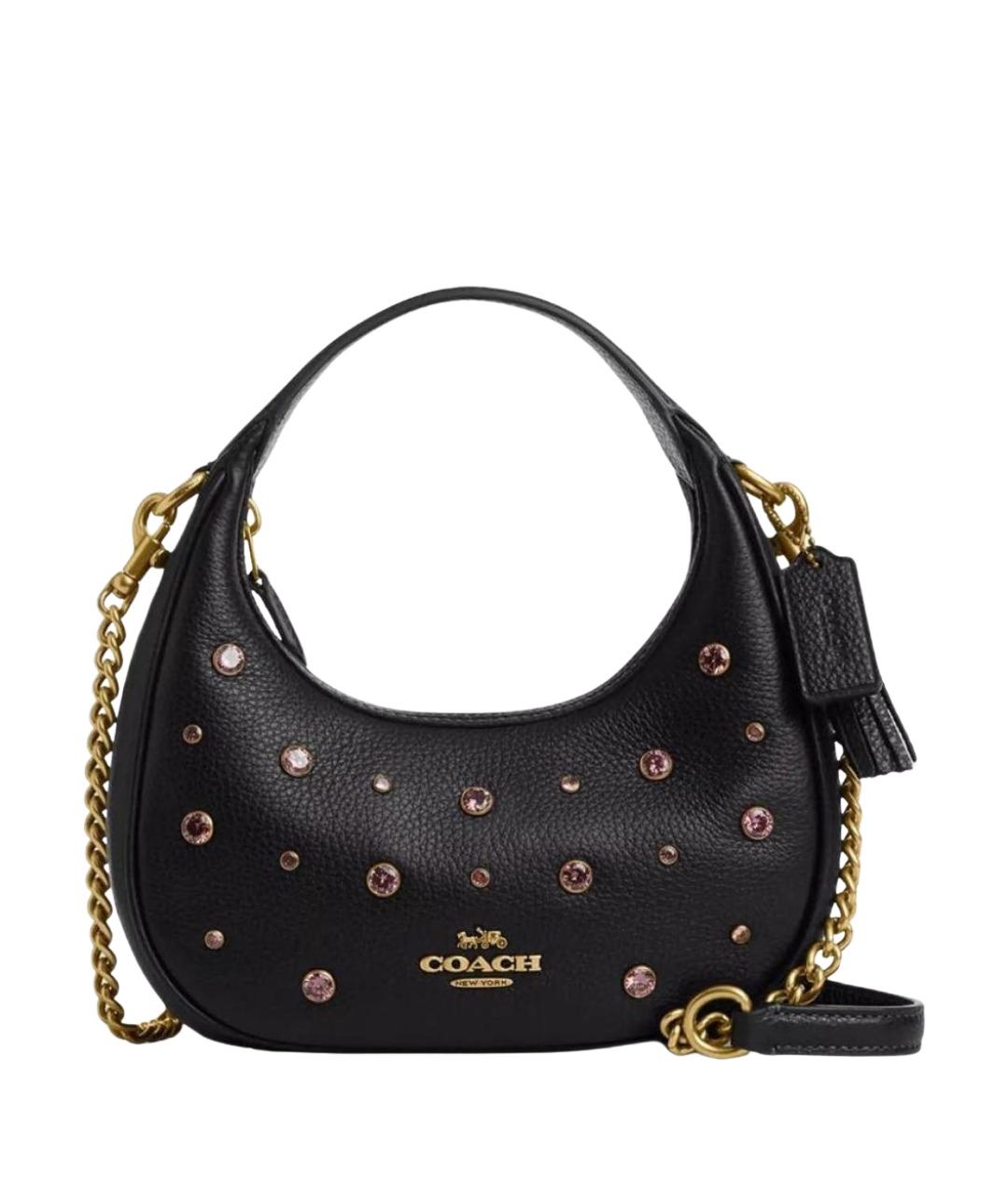COACH Черная кожаная сумка с короткими ручками, фото 1
