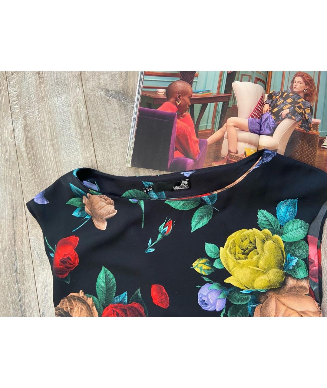 LOVE MOSCHINO Синее хлопковое повседневное платье, фото 4