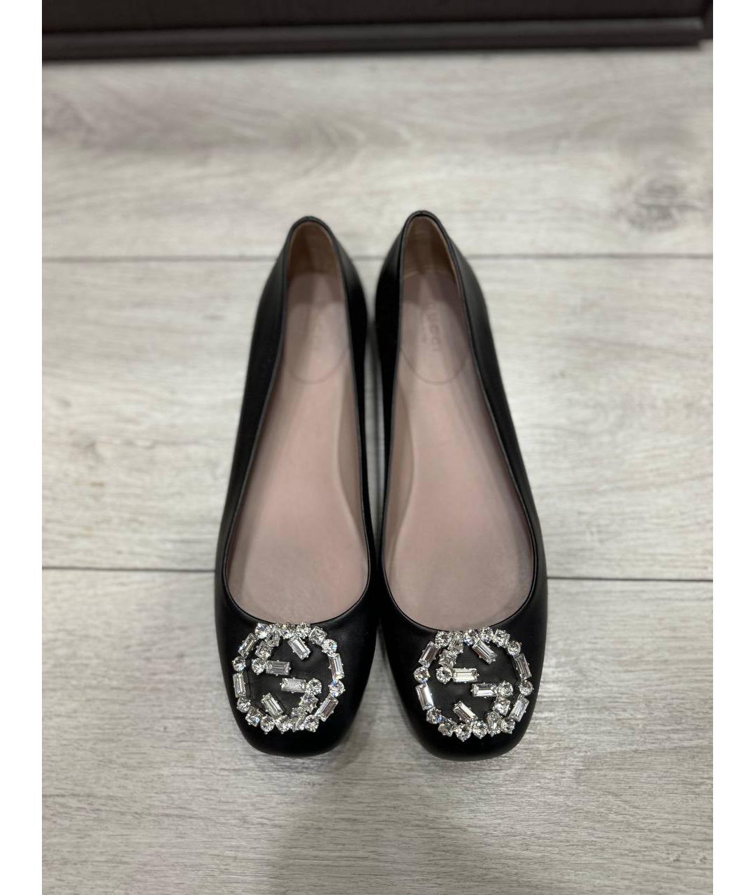 GUCCI Черные кожаные балетки, фото 2