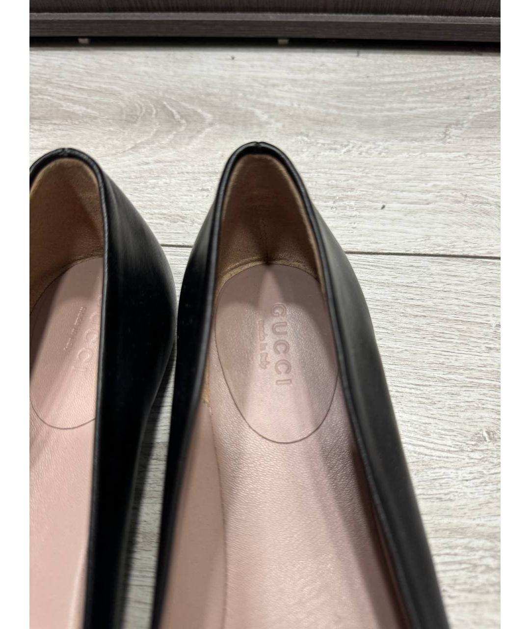 GUCCI Черные кожаные балетки, фото 4