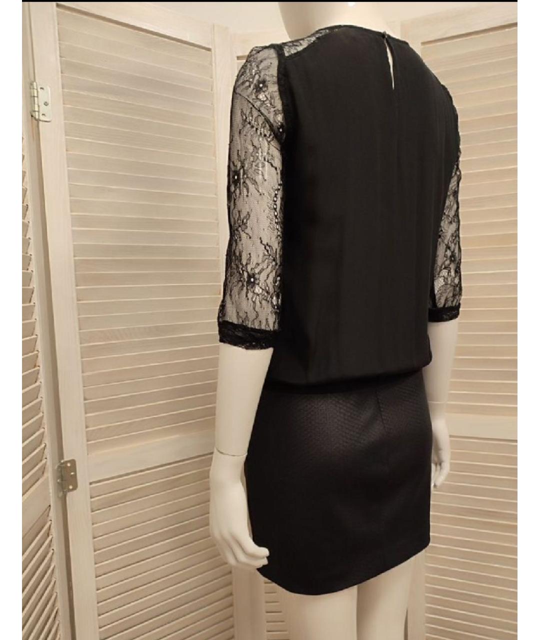 MAJE Черное шелковое повседневное платье, фото 5