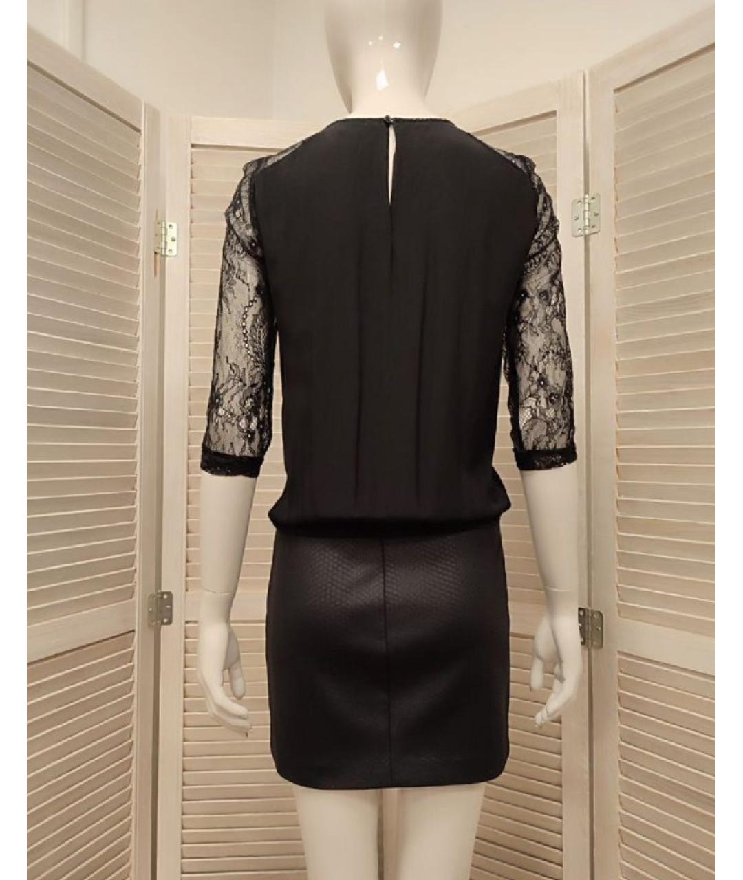 MAJE Черное шелковое повседневное платье, фото 2