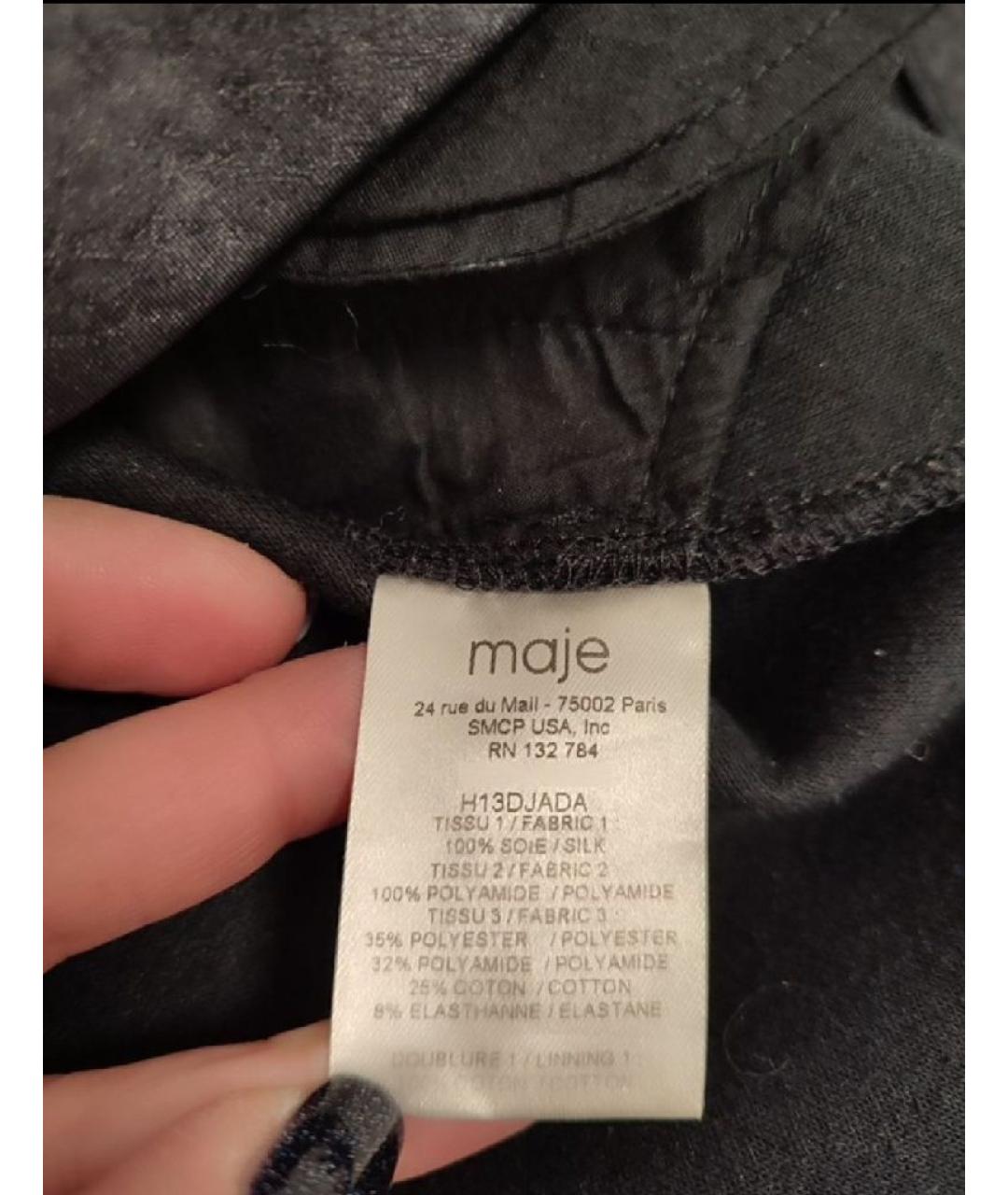 MAJE Черное шелковое повседневное платье, фото 8