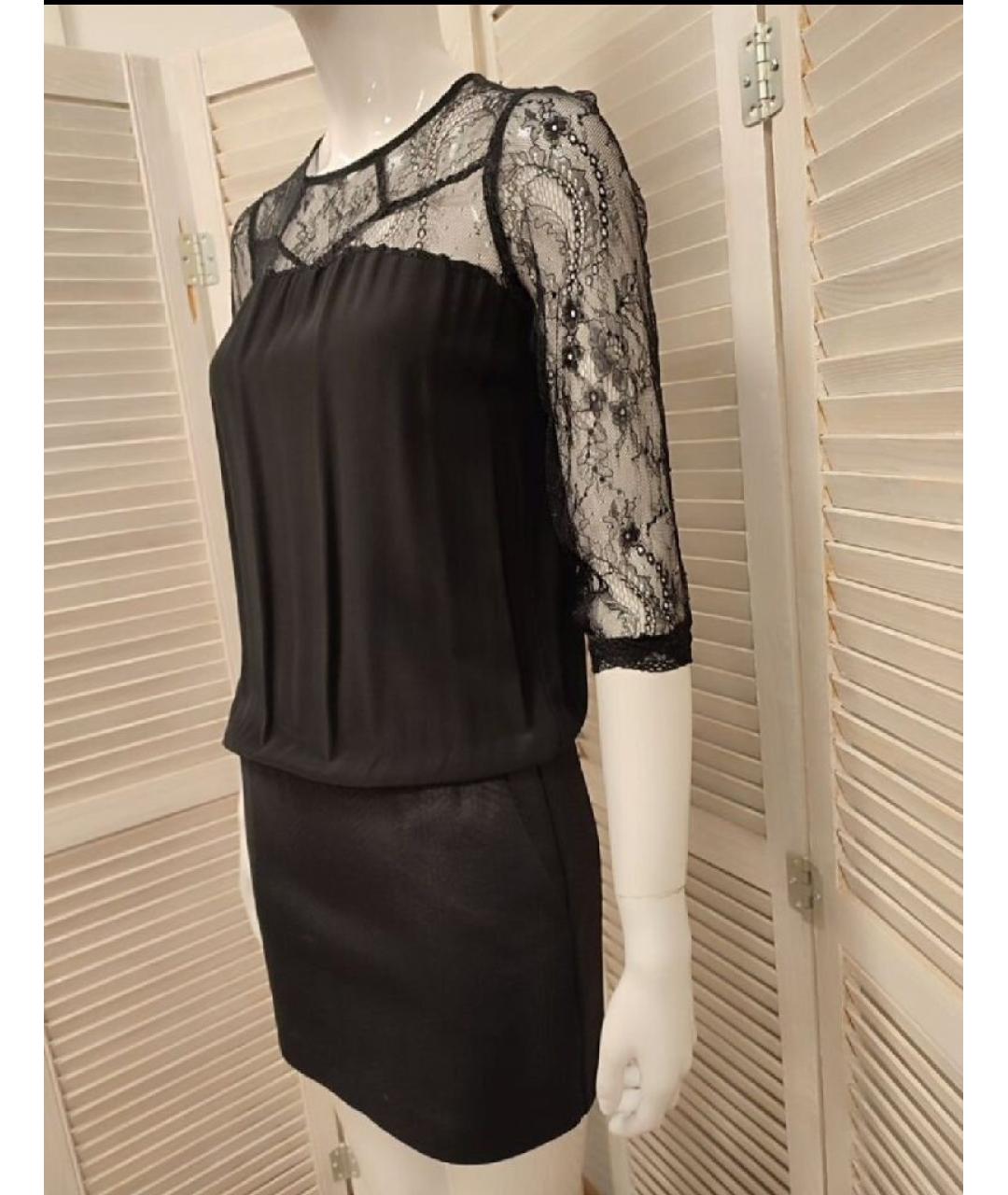 MAJE Черное шелковое повседневное платье, фото 4