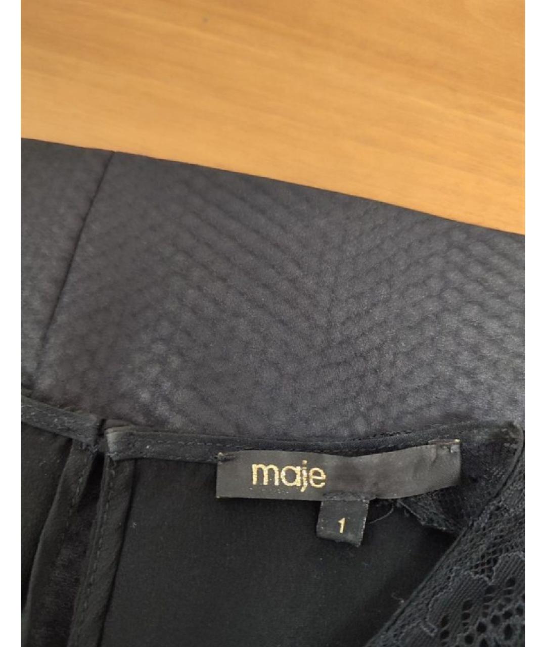 MAJE Черное шелковое повседневное платье, фото 3