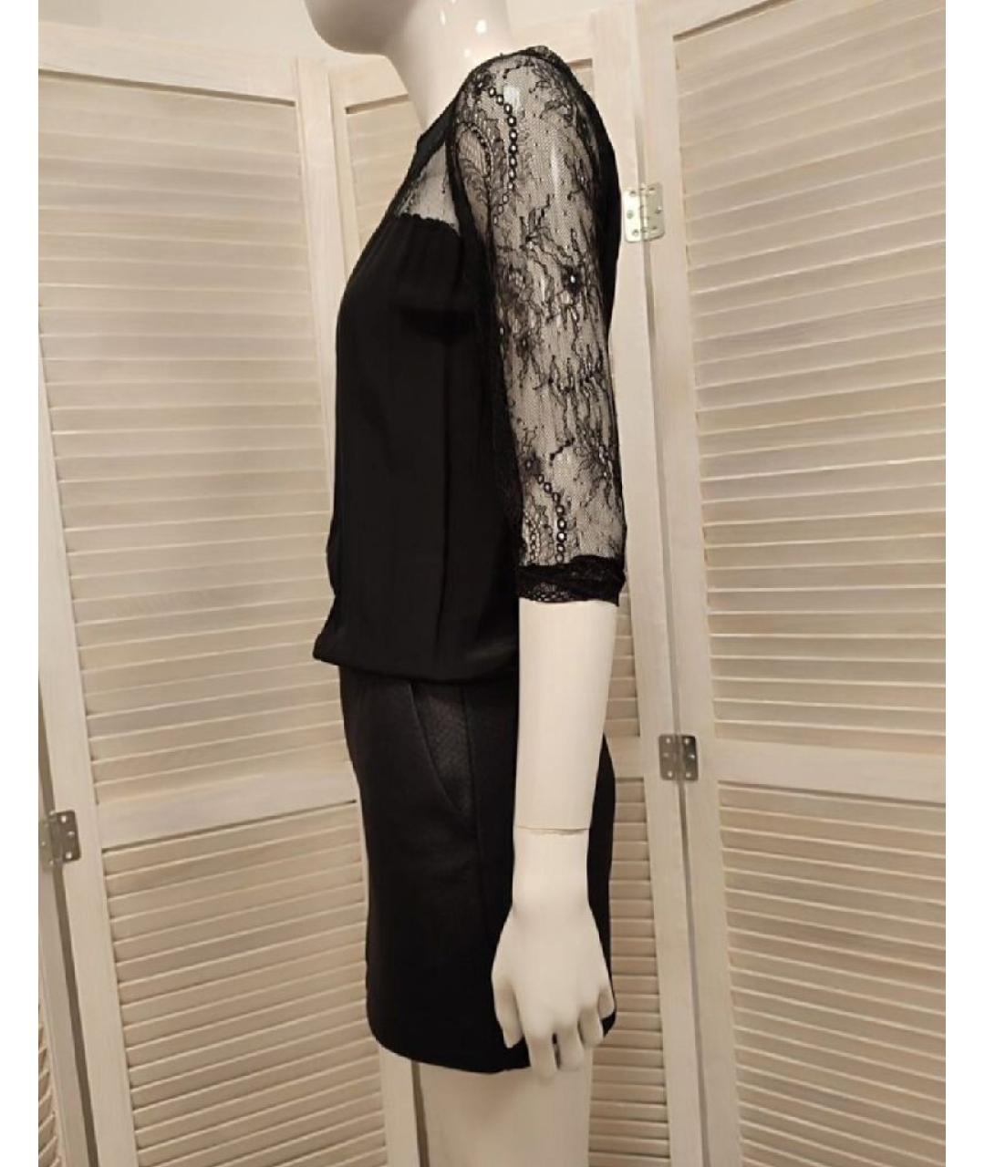 MAJE Черное шелковое повседневное платье, фото 6