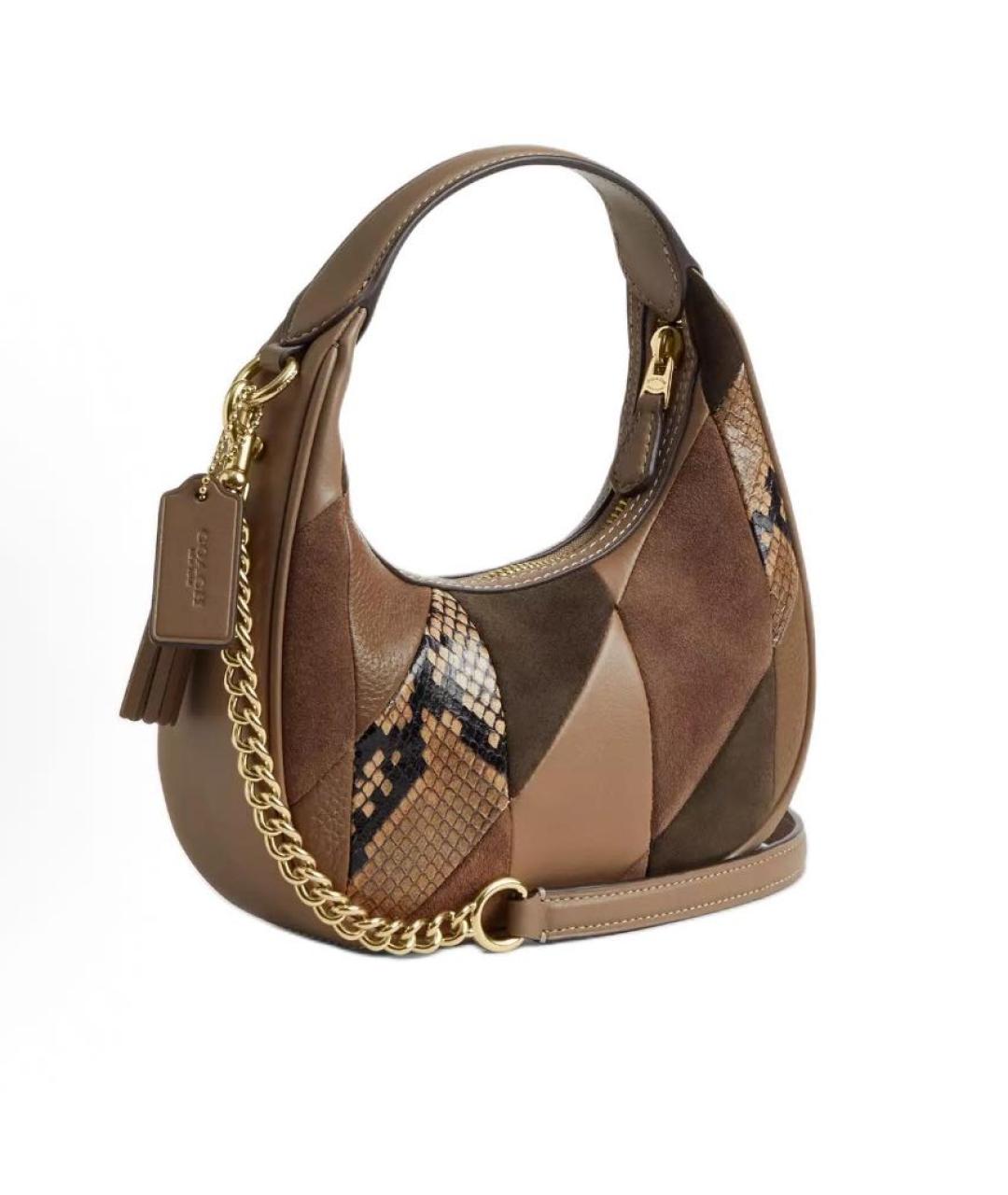 COACH Коричневая сумка с короткими ручками, фото 2